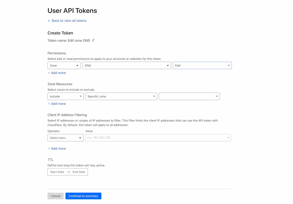 Cloudflare API Token Template