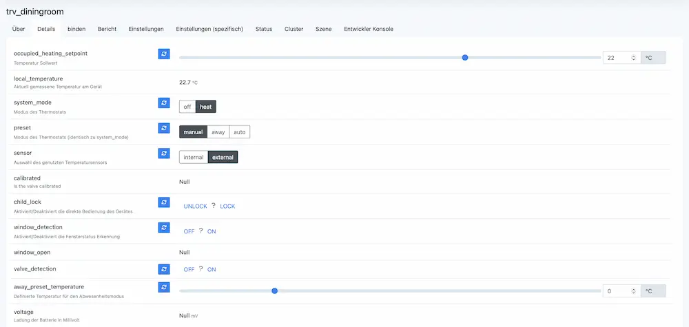 Aqara E1 Screenshot aus zigbee2mqtt