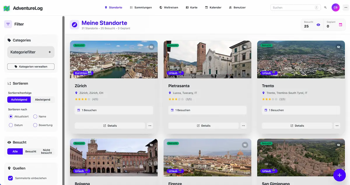 Top 5 Adventure Log meiner selfhosted Apps 2025