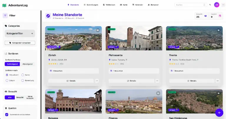 Top 5 Adventure Log meiner selfhosted Apps 2025