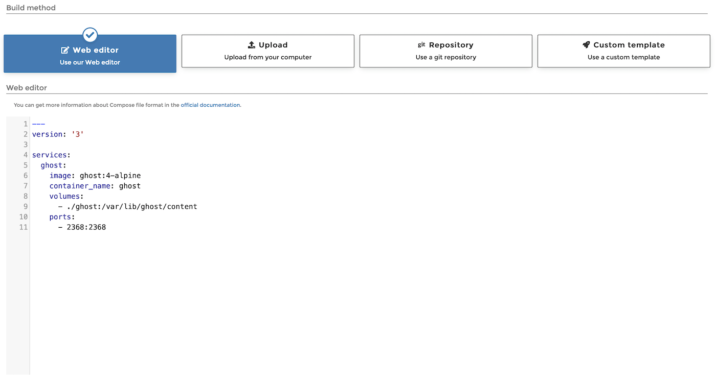 Portainer build method