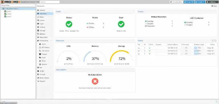 Proxmox Cluster im Homelab mit Thinclients - Cluster Summary