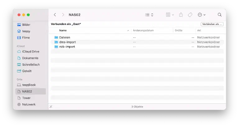 Finder Screenshot von der SAMBA Gast Freigabe