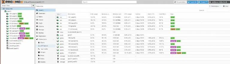 Screenshot meines Proxmox Servers